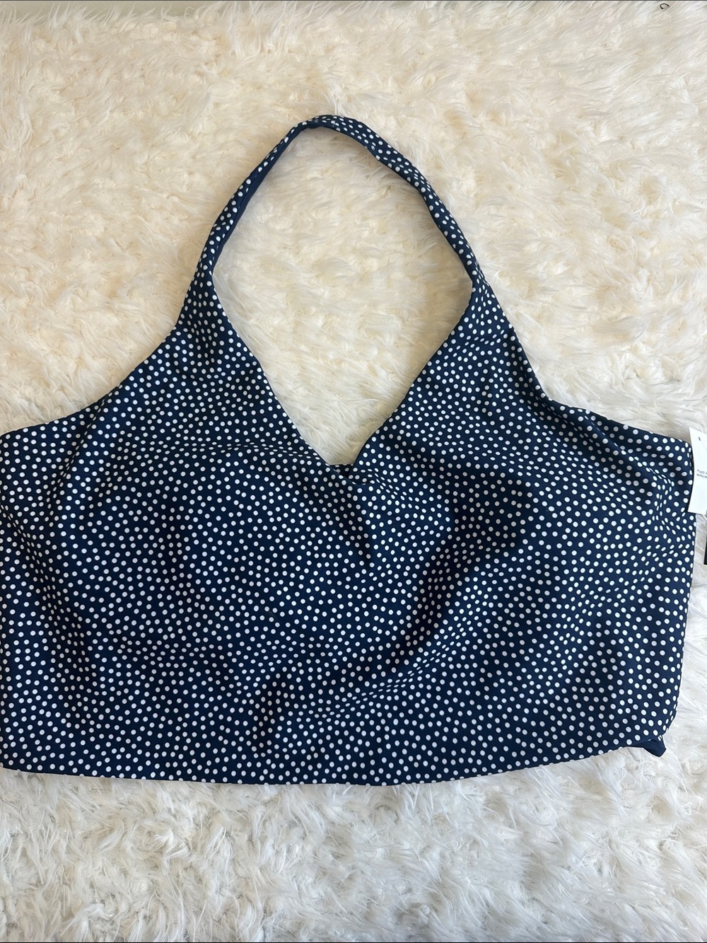 Abercrombie YPB SculptLUX Navy Polka Dot Halter Tank Activewear Top